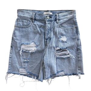 PacSun Women's Ripped Jean Shorts - Light Blue